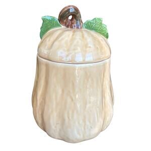 Vintage 1990 H&HD Ceramic Squash Pumpkin Cookie Jar Canister Fall Decor